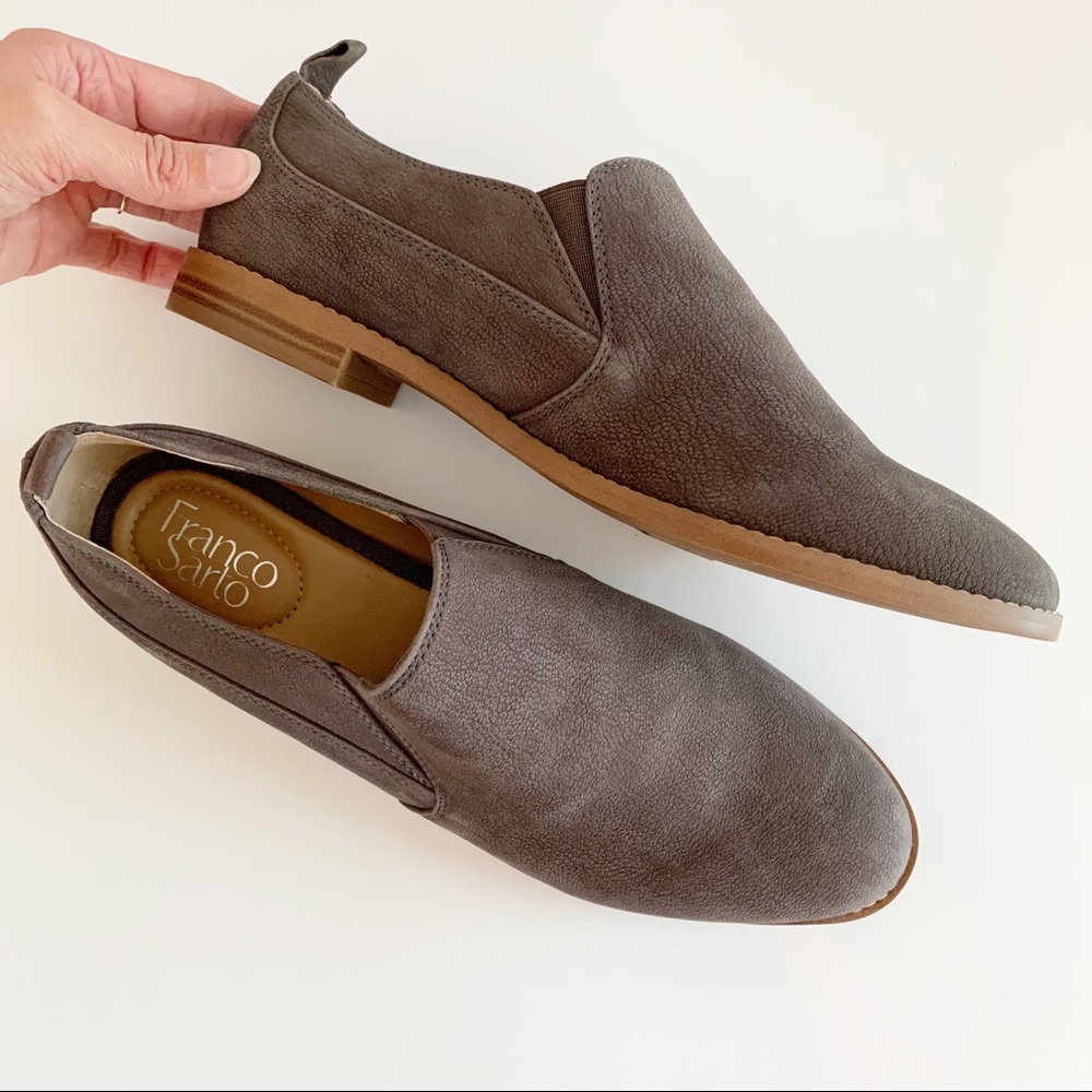 Franco Sarto Harnett Gray Leather Slip On Loafers Flats Shoes Size 9 M